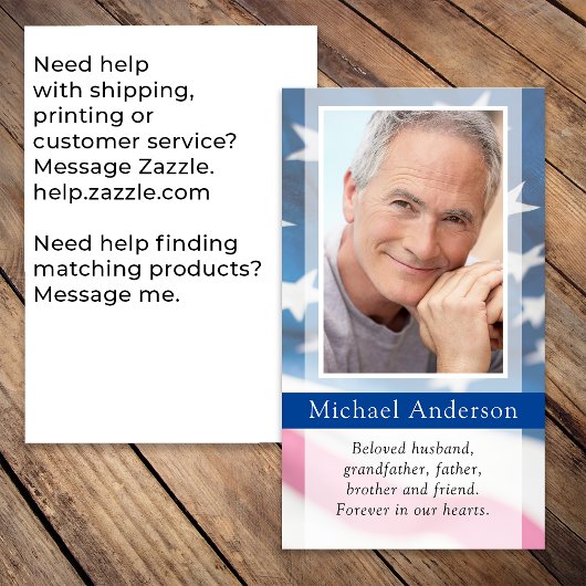 米国国旗の写真記念祈りの言葉カード