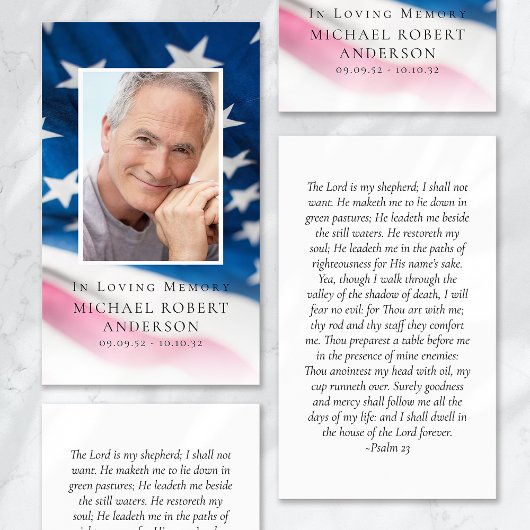 米国国旗の写真記念祈りの言葉カード