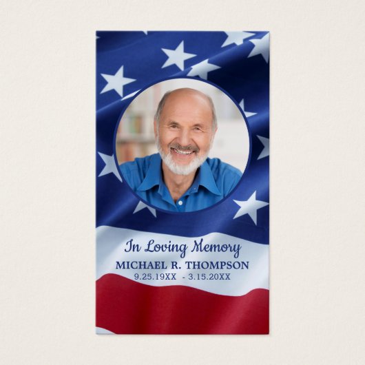 米国国旗の写真軍隊葬儀祈りの言葉カード (正面)