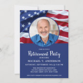 米国国旗の写真軍隊退職 招待状 (正面)