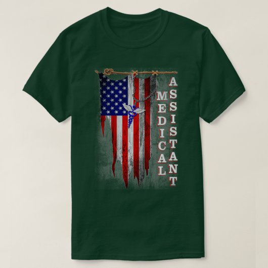 米国国旗の医療助手 Tシャツ (デザイン正面)