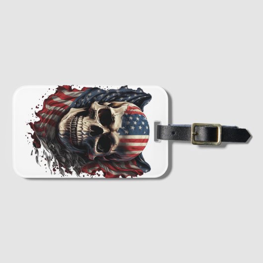 米国国旗の危険記号ラゲージタグ ラゲッジタグ (正面横)