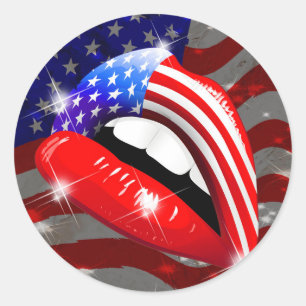 米国国旗の口紅，官能的な唇に ラウンドシール