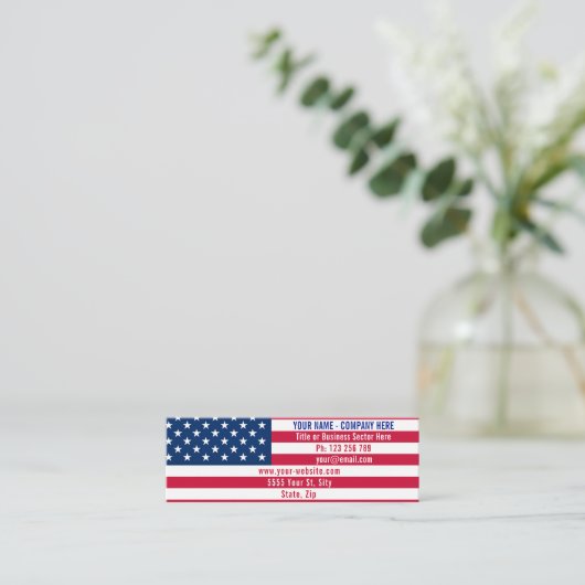 米国国旗の名刺の例 スキニー名刺 (スタンド正面)