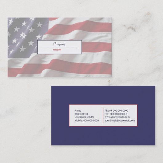 米国国旗の名刺 名刺 (正面/裏面)