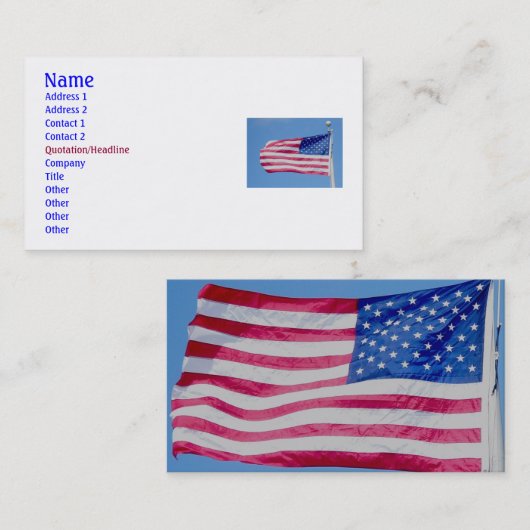 米国国旗の名刺 名刺 (正面/裏面)