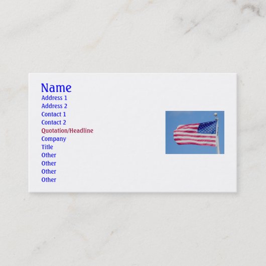 米国国旗の名刺 名刺 (正面)