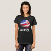 米国国旗の唇の独立記念日7月Pの4日 Tシャツ (正面フル)