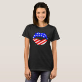 米国国旗の唇7月4日の独立記念日 Tシャツ (正面フル)