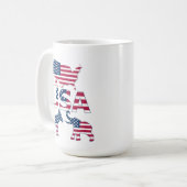 米国国旗の地図ロバ・ゾウの政治選挙 コーヒーマグカップ (正面左)