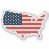 米国国旗の地図 シール (正面)