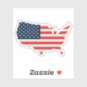 米国国旗の地図 シール (シート)