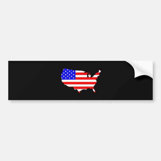 米国国旗の地図 バンパーステッカー (正面)