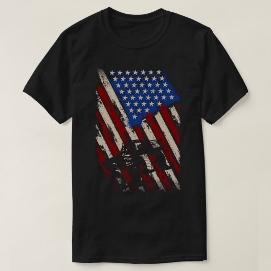 米国国旗の大きなモンスターサイズ車の大きなスタイルトラックth tシャツ (デザイン正面)