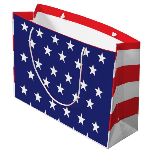 米国国旗の大抱き枕赤白と青 ラージペーパーバッグ (裏面アングル)