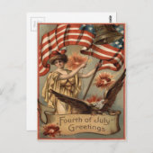 米国国旗の女性の自由の花火花火 ポストカード (正面/裏面)