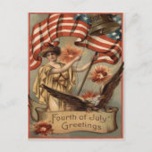 米国国旗の女性の自由の花火花火 ポストカード (正面)