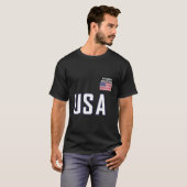 米国国旗の姿スケートで滑るチーム機器の氷スケートで滑る Tシャツ (正面フル)