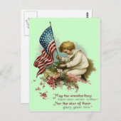 米国国旗の子リースメモリアルデー ポストカード (正面/裏面)