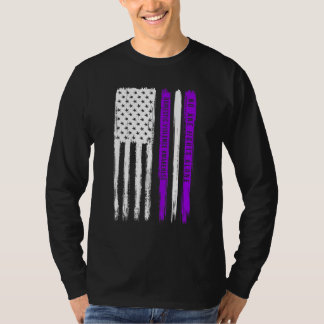 米国国旗の家庭内暴力認識度月パープル Tシャツ