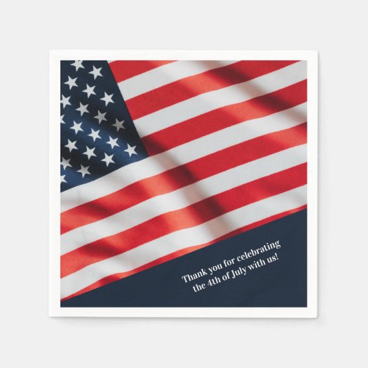 米国国旗の家族の写真7月4日のパーティー スタンダードカクテルナプキン (正面)
