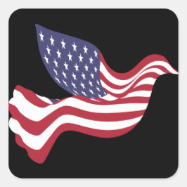 米国国旗の平和の鳩ステッカー スクエアシール