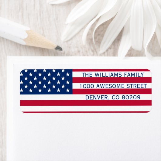 米国国旗の愛国国赤白青 ラベル (インサイチュ)