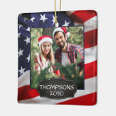 米国国旗の愛国心パーソナライズされた2の写真 セラミックオーナメント (左)