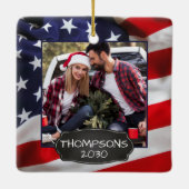 米国国旗の愛国心パーソナライズされた2の写真 セラミックオーナメント (裏面)