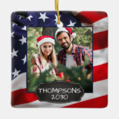米国国旗の愛国心パーソナライズされた2の写真 セラミックオーナメント (正面)