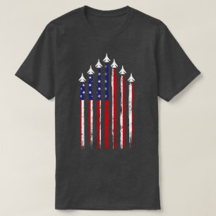 米国国旗の愛国戦闘機 Tシャツ
