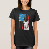 米国国旗の愛国犬のブルテリア Tシャツ (正面)