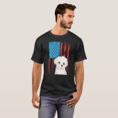 米国国旗の愛国犬ビシオンフリース Tシャツ (正面フル)