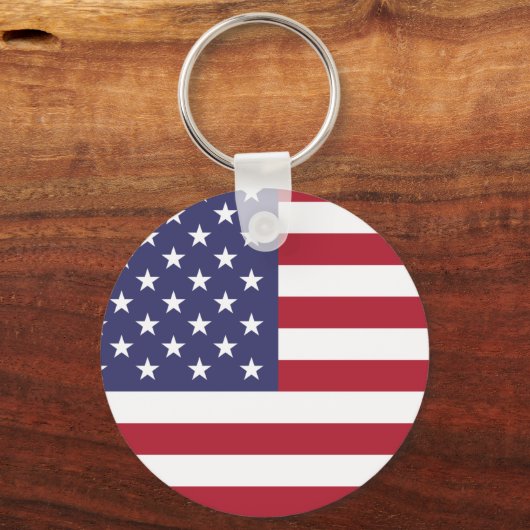 米国国旗の愛国的なアメリカ国旗の星とストライプ キーホルダー (正面)