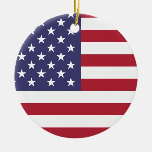 米国国旗の愛国的なアメリカ国旗の星とストライプ セラミックオーナメント (正面)