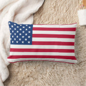 米国国旗の愛国的なアメリカ国旗の星とストライプ ランバークッション (ブランケット)