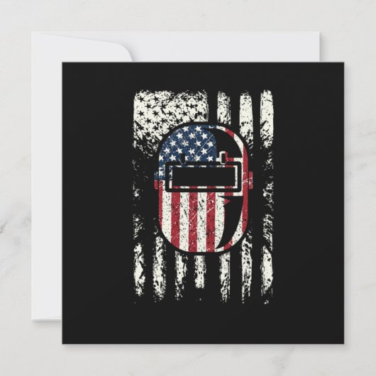米国国旗の愛国的なアメリカ溶接機の溶接ヘルメット 招待状 (正面)