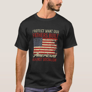 米国国旗の愛国的なアメリカ資本主義アンチ Tシャツ