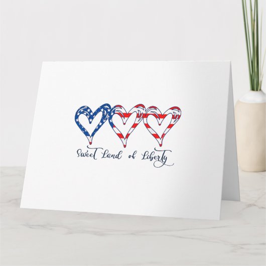 米国国旗の愛国的なハート7月4日スイートランドo カード (正面)