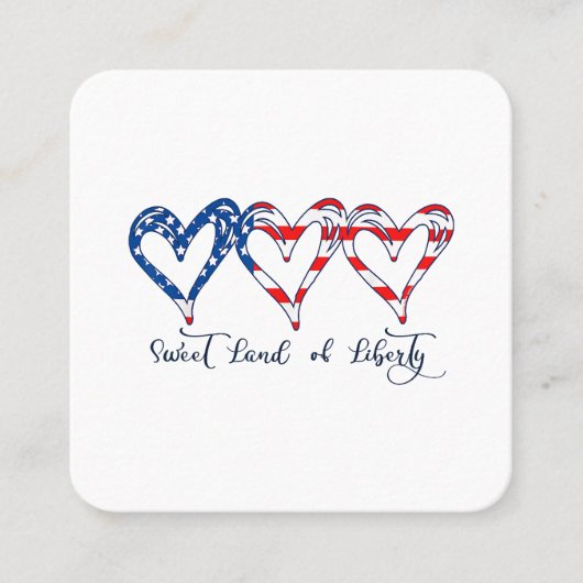 米国国旗の愛国的なハート7月4日スイートランドo スクエア名刺 (正面)