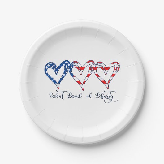 米国国旗の愛国的なハート7月4日スイートランドo ペーパープレート (正面)