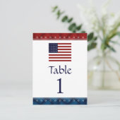 米国国旗の愛国的なパーティーテーブル番号カード ポストカード (スタンド正面)