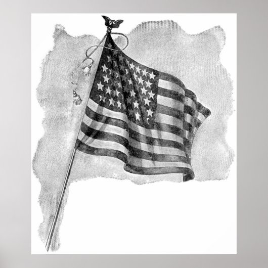 米国国旗の愛国的なヴィンテージアートプリント ポスター (正面)