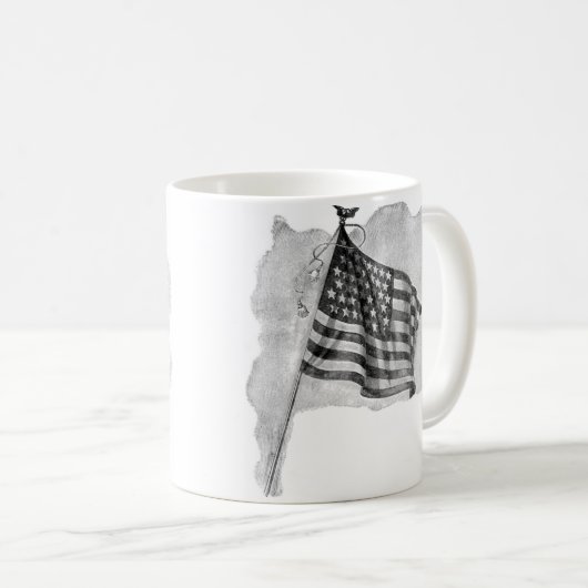 米国国旗の愛国的なヴィンテージ芸術 コーヒーマグカップ (正面右)