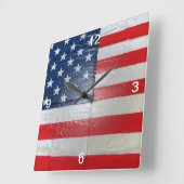 米国国旗の愛国的な美しいカスタマイズ スクエア壁時計 (傾斜)