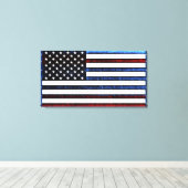 米国国旗の愛国的な赤白青ウォールアート キャンバスプリント (インサイチュ (ウッドフロア))
