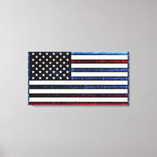 米国国旗の愛国的な赤白青ウォールアート キャンバスプリント
