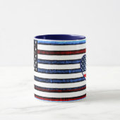 米国国旗の愛国的な赤白青マグカップ マグカップ (中央)