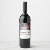 米国国旗の愛国的な退職パーティー ワインラベル (正面)