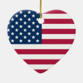 米国国旗の愛国的ハート セラミックオーナメント (裏面)
